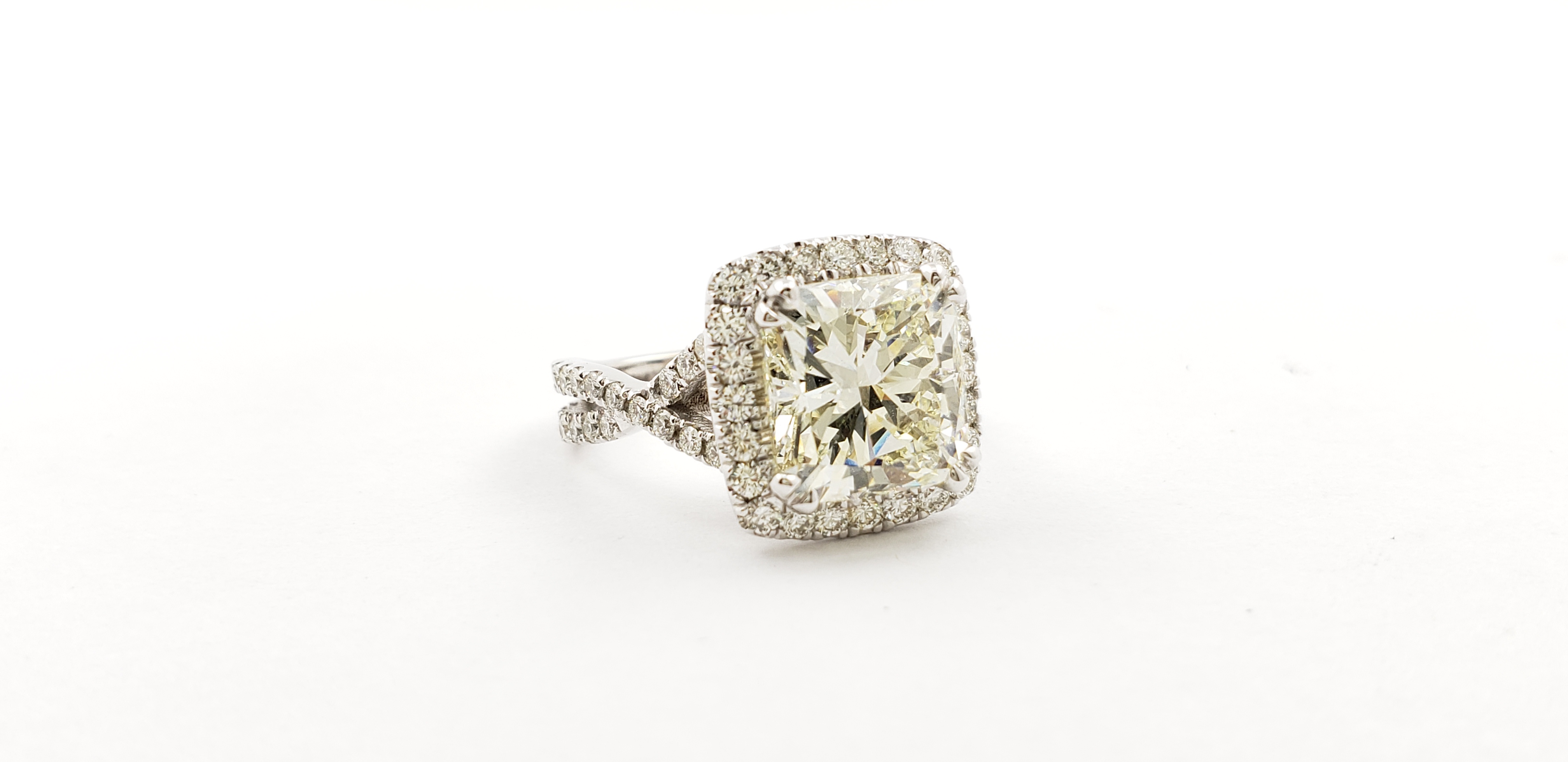 Square Radiant Diamond Ring with Split shank